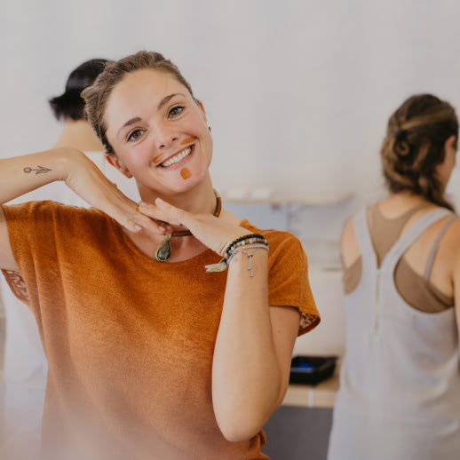 A woman having fun and being silly